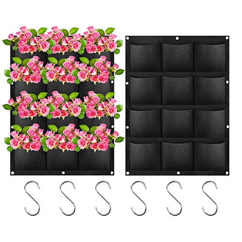 ANSUG Sac de Plantation Vertical 12 Poches Suspendues pour Faire Pousser des Fleurs des Légumes et des Herbes Idéal pour Les Balcons Jardins Terrasses et Murs Intérieurs Extérieurs
