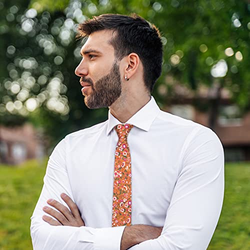 Image of Mantieqingway Men's Cotton Floral Neck Tie 2.56'' Printed Skinny Tie