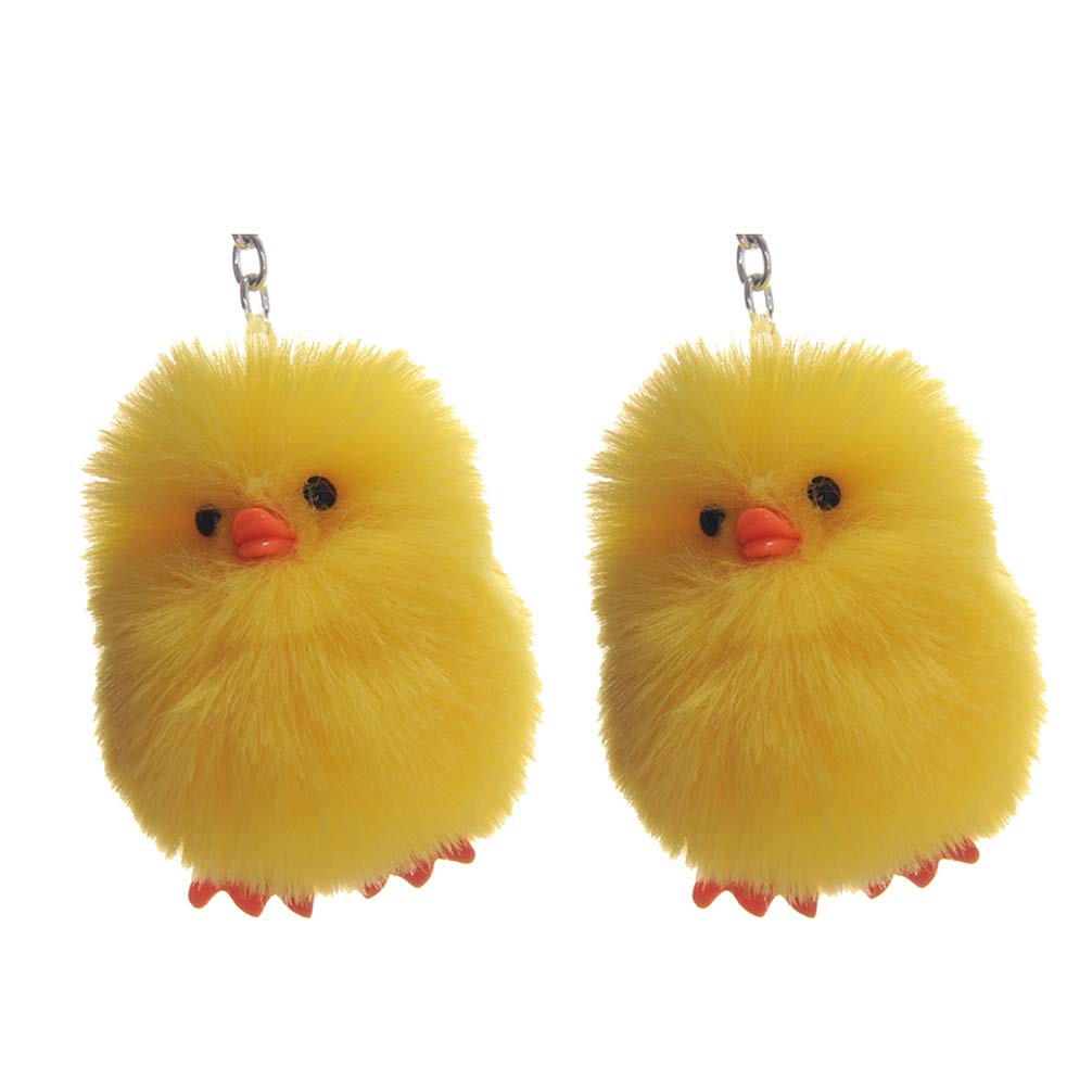Amosfun Yellow Keychain 2Pcs Keychain Adorable Cartoon Plush Ornament Keyring Key Chain Hanging Pendant For Friends Family