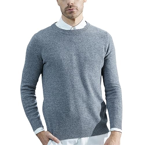 Jegsnoe Men Knitted Sweaters Cashmere Sweater Merino Wool Crewneck Long Sleeve Thick Pullover Jumpers