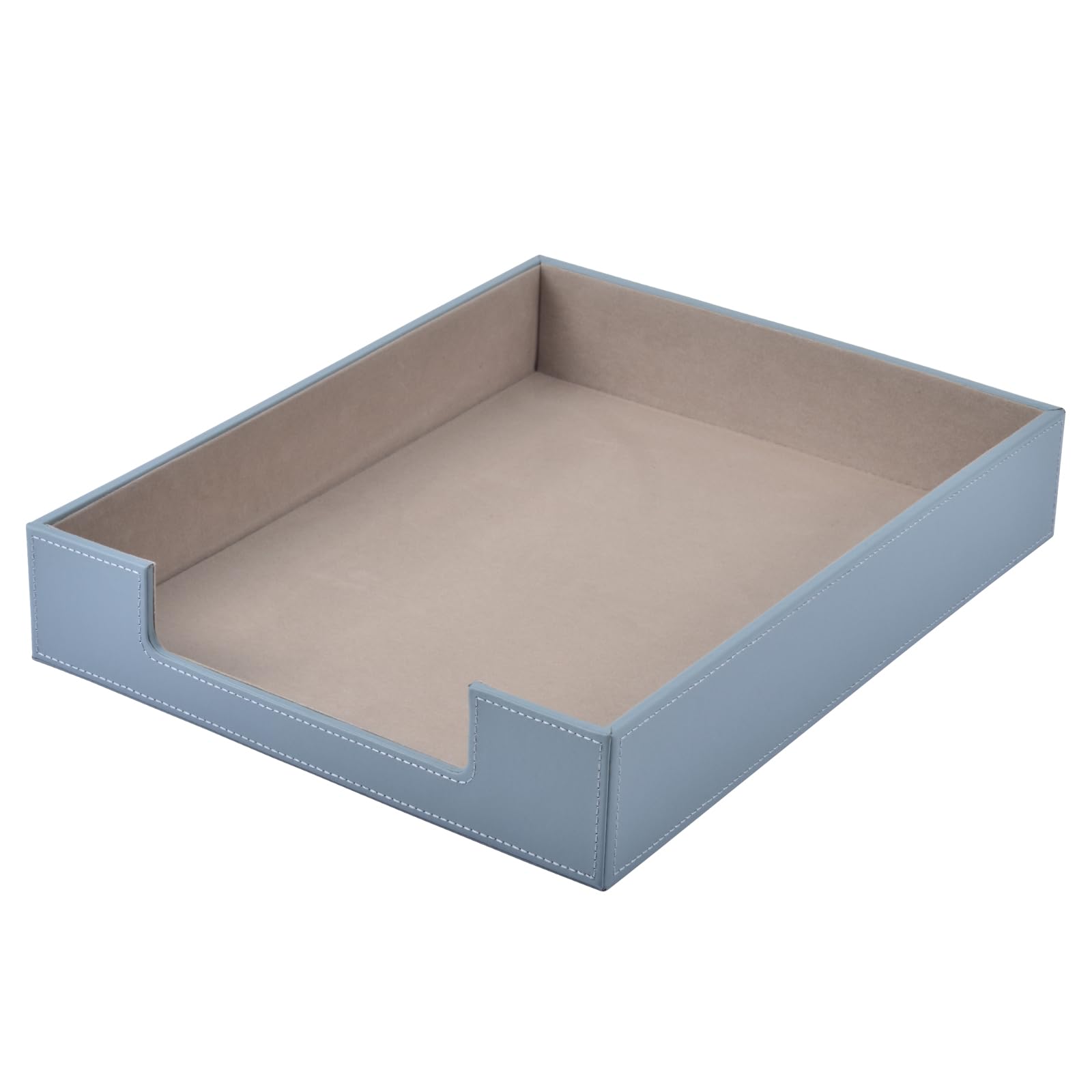 Leather Letter Tray, Office Supplies Multipurpose Desk Organizer, Mail, Paper, Files, Magazines, Jewelry, Cosmetics,Stackable Office Organization Drawers,Grey