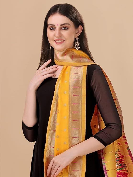 Woven Banarasi Silk Dupatta For Women, Width 1 Meter, Length 2.3 Meter by Antique collection2