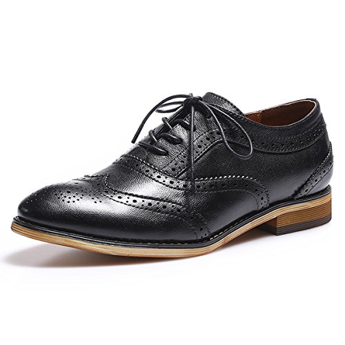 Image of Mona flying Women's Wingtip Oxfords Ladies Lace-up Leather Brogue Shoes