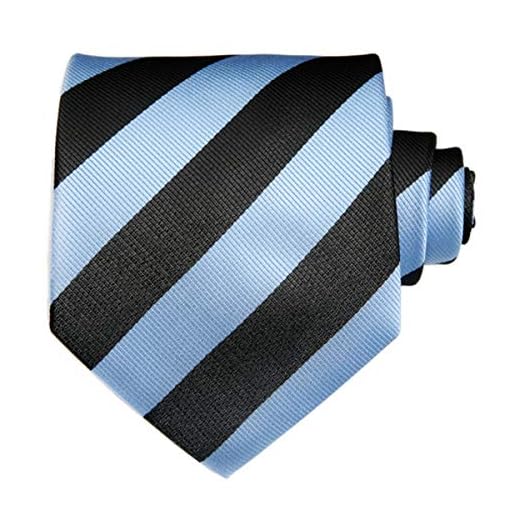 Corbata TNS, clásica a rayas, con gemelos y pañuelo Azul negro y azul Talla única