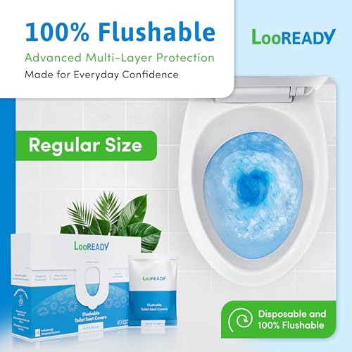 Image of Toilet Seat Covers Disposable Flushable - Regular Size (16x19 inch) - Travel Size Individually Wrapped, Soft & Strong, Pocket Size for Public Restrooms at the Office, for Commuters or Holiday (30 Pack)