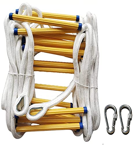 Escalera de escape de incendios de 35 m, escalera ignífuga, multiusos, escalera de cuerda portátil de 164 pies, escalera de cuerda segura ideal para uso doméstico y exterior