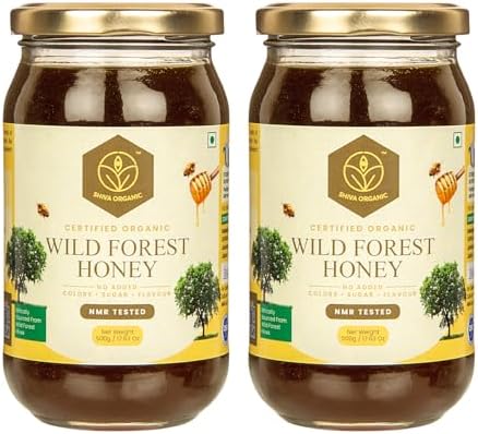 Shiva Organic Raw Wild Forest Flower Honey 1 kg | 100% Pure NMR Tested | Raw and Unprocessed
