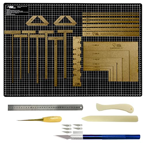 Base Apoio de Corte 45x30 Preta Kit Scrapbook Encadernação Réguas e Gabaritos em Mdf Régua 30cm (Est
