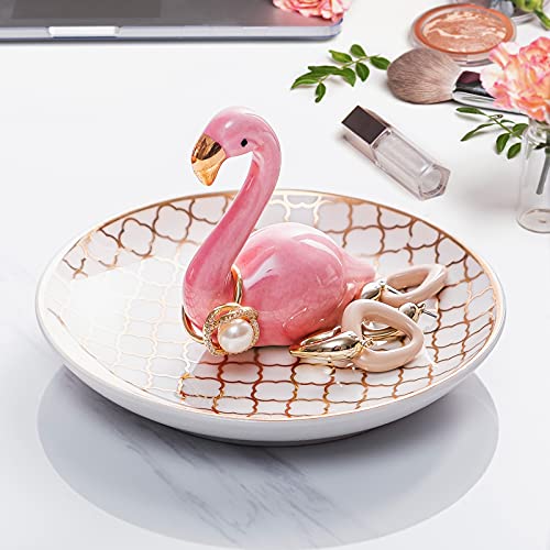 Image of PUDDING CABIN Flamingo Gifts for Women Ring Holder for Jewelry, Pink Decor Flamingo Gift for Women Girls Friend Her Mom Mothers Day Birthday Christmas Thanksgiving Valentines
