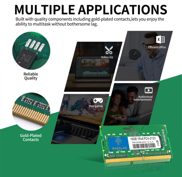 RASALAS 16GB DDR4 2133MHZ PC4-17000 Non-ECC Unbuffered 1.2V CL15