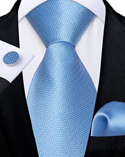 Image of DiBanGu Silk Zipper Ties for Men,Paisley Solid Plaid Pre-tied Tie and Pocket Square Cufflinks Set Formal Adjustable Necktie