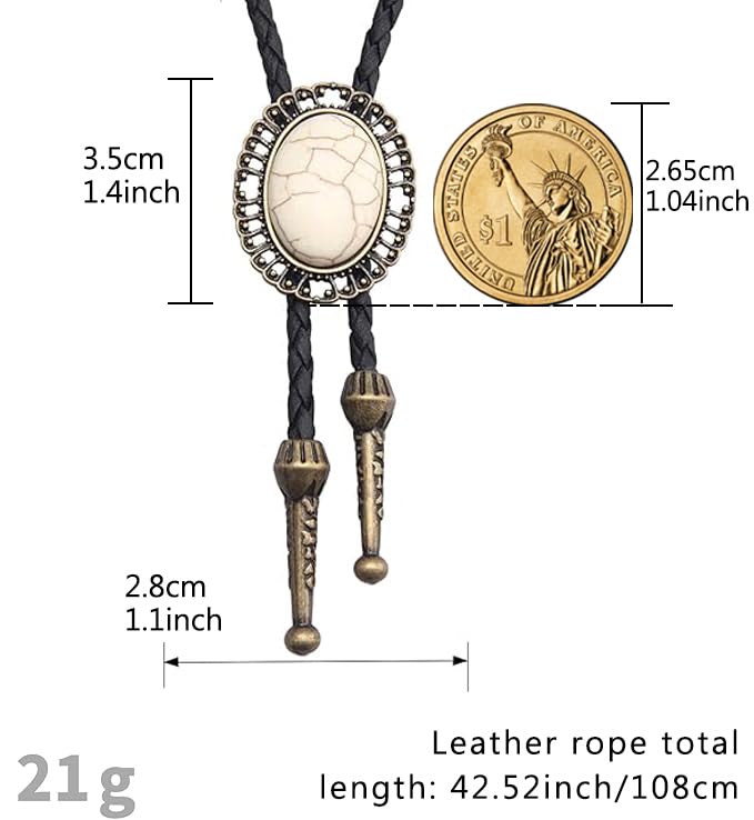 Image of GelConnie Native American Bolo Tie Rodeo Cowboy Leather Necktie Western Necklace Costume Accessories for Men,Women
