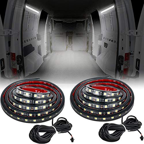 GTP 2X 60 LED Truck Bed Cargo Light Strip Bar Unloading Work Lighting Kit with ON/Off Switch 2-Way Splitter IP67 Waterproof for Trucks Pickup Cargo Van RV Trailer Camper Boat