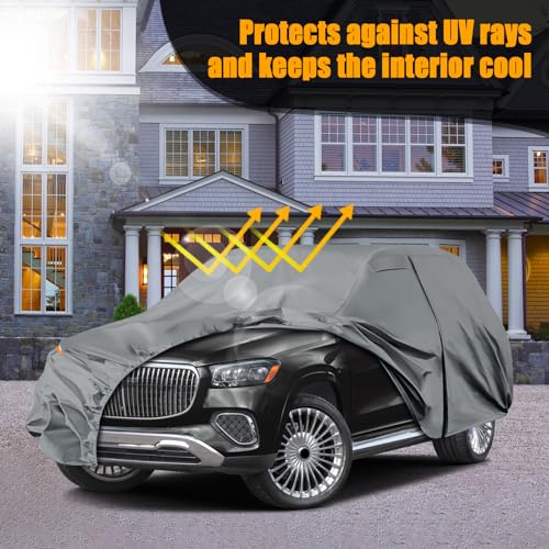 Image of Waterproof Premium Car Covers Replace for 2006-2024 Mercedes Benz GL /GLS Class 450, 10 Layers Heavy Duty All Weather Car Cover with Zipper Door, Windproof Bands for Snow Rain Dust Protection