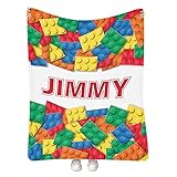 Personalized Building Blocks Gaming Blankets for Boys Girls, Custom Name Fleece Throw Gamer Blanket for Kids Toddlers Teen, Game Chair Room Decor for Game Lover, Customized Gifts for Grandkids 30'x40'