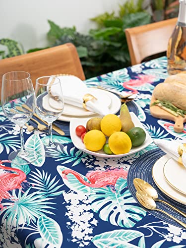 Yihomer Spring & Summer Table Cloth - 60 X 84 Inch Rectangle Tablecloth - Waterproof Wrinkle Free Table Cover For Outdoor Or Indoor Use, Flamingo Dancing #TOP5