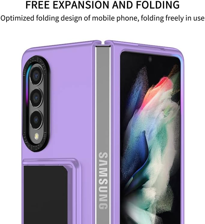Miniatura 5 de Asuwish Funda de teléfono para Samsung Galaxy Z Fold 4 5G 2022 con funda deslizante para cámara con soporte de soporte, delgada, protección móvil,