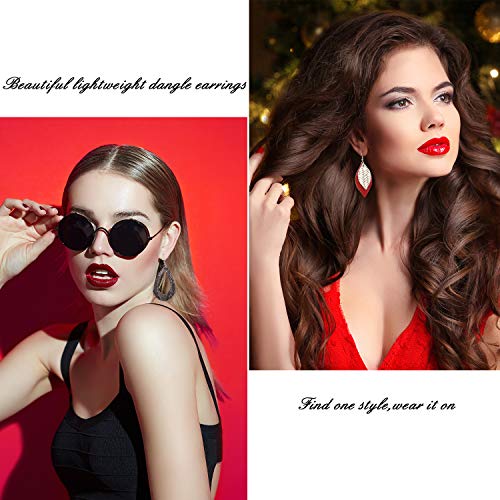 16 Pairs Faux Petal Leather Lightweight Earrings Leather Teardrop Leaf Drop Earrings Gift For Valentines Fashionable Women Girls #TOP6