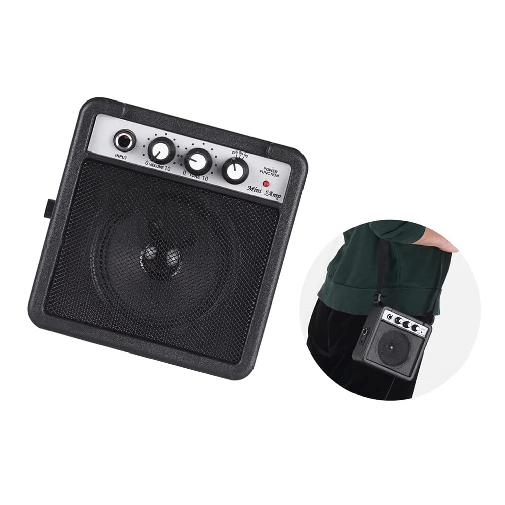 Mini Amplificatore per Chitarra Portatile da 5 W 5 * 2.4 * 4.9 Pollici Amplificatore per Chitarra Spreaker con Funzione Overdrive Jack per Cuffie per Elettrica (BLACK)