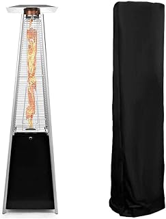 Patio Heater Cover Waterproof with Zipper Standup 420D Thicken Oxford Dustproof Heater Covers for Pyramid Torch Patio Heaters Outdoor Courtyard Triangle Glass Tube Heater Cover