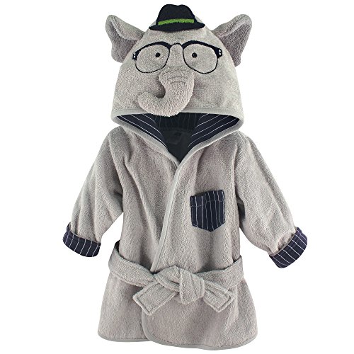 Image of Hudson Baby Unisex Baby Cotton Animal Face Bathrobe, Smart Elephant, One Size