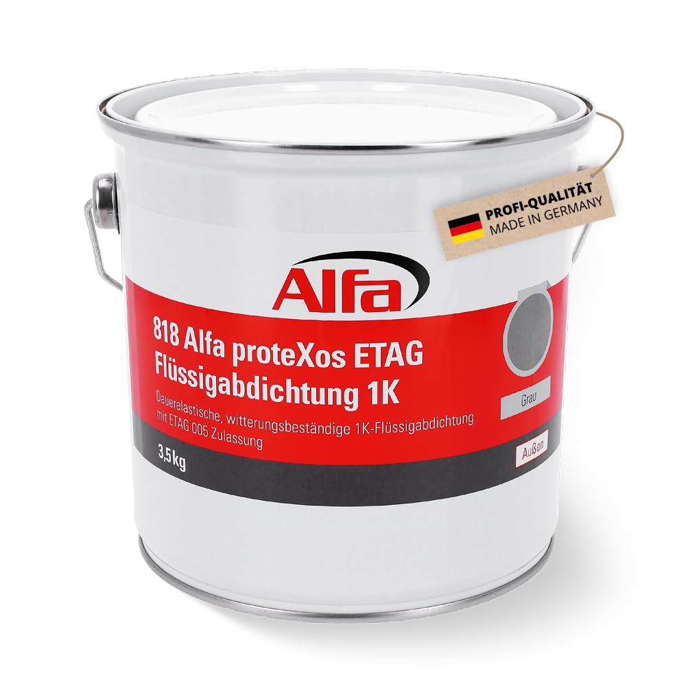 3,5 kg Alfa proteXos ETAG Flüssigabdichtung 1K silbergrau – Dachabdichtung | Profi-Qualität - UV- und witterungsbeständig - wasserdampfdiffusionsfähig - Made in Germany