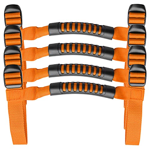 Bentolin Lot de 4 poignées compatibles avec Jeep Wrangler 1987-2021 YJ TJ LJ JK JL Sports Sahara Freedom Rubicon X & Unlimited (orange)