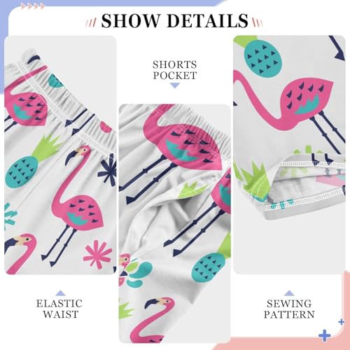 Lovely Flamingo Pineapples Boys Long Pants Soft Trousers Elastic Waist Kids Lounge Bottoms with Pockets S-XL4