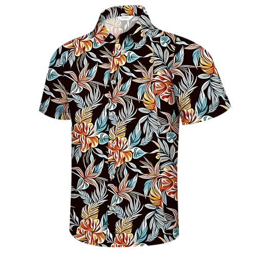 Image of Hawaiian Shirt for Men Tropical Shirts Summer Beach Button Down Short Sleeve Luau Aloha Floral Cruise Vacation Outfit 2026