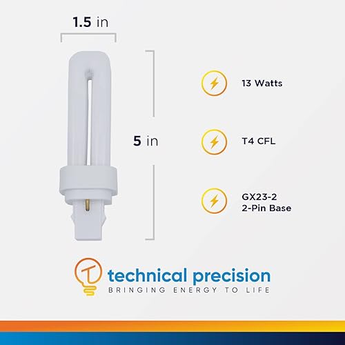Miniatura 2 de Technical Precision Bombilla fluorescente compacta de 13 W T4 CFL de repuesto para Panasonic FQ13E41U2 bombilla de 2 pines GX23 Base Quad Tube  3500