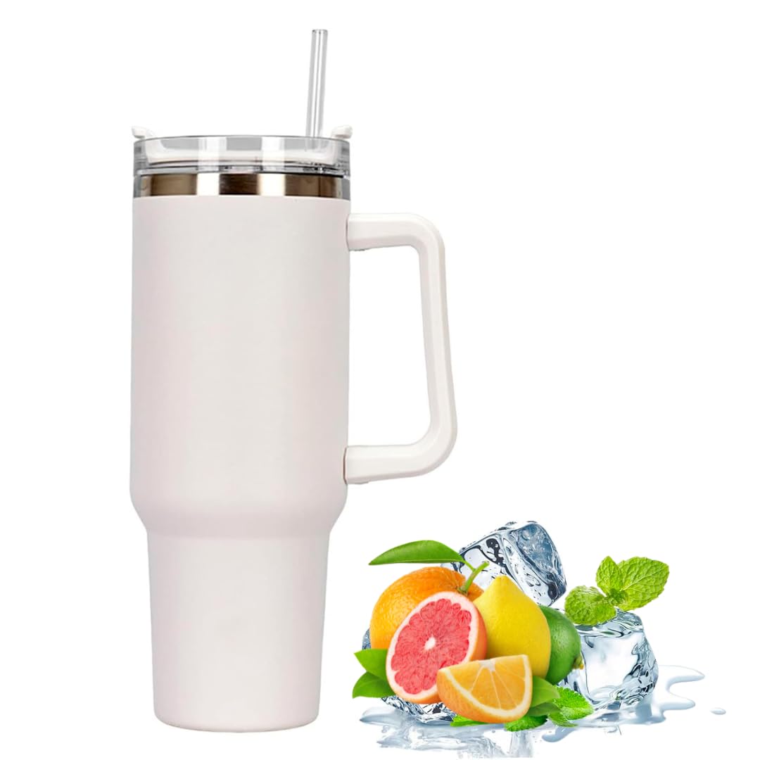 ICMinds Gifts 40oz Stainless Steel Vacuum Insulated Tumbler Cup with Straw - Mighty Mug Travel Cup for Hot/Cold Drinks