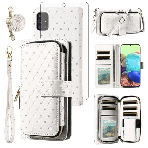 Coque Samsung A71 4G Asuwish premium zippée avec verre trempé protecteur