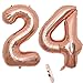 Produktbild 2 Luftballons Zahl 24, Nummer 24 Luftballon Rosegold Mädchen ,40" Aufblasbar Helium Folienballon Roségold Ballons Figuren ,Riesen ballon für Geburtstag Party Dekoration, Abschlussball (xxxl 100cm)