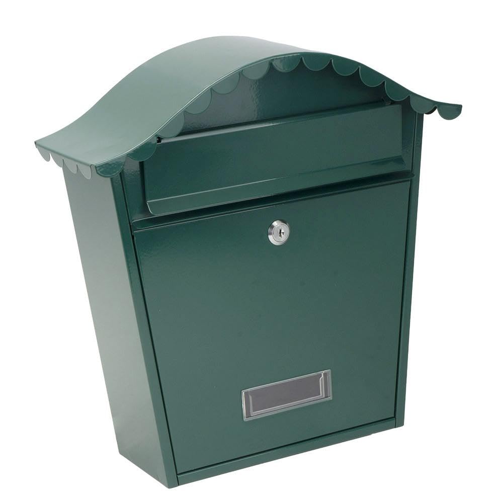 PRENDELUZ Buzón de Correo de Acero galvanizado Verde, 37x36x13,5 cm, con tejadillo antilluvia, Ideal para Recibir correspondencia y Proteger Documentos.