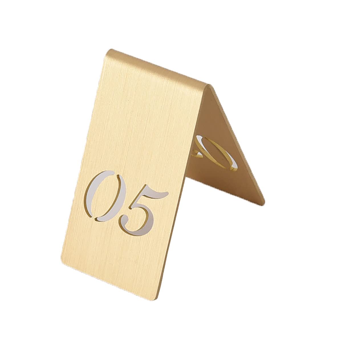 SaryEdge Brass Tent Style Table Numbers Restaurant, Cutout Vertical Brass Number Plate, 40á65mm Stackable Place Cards Wedding Reception Restaurant Party Cafes,One Color-Number 5