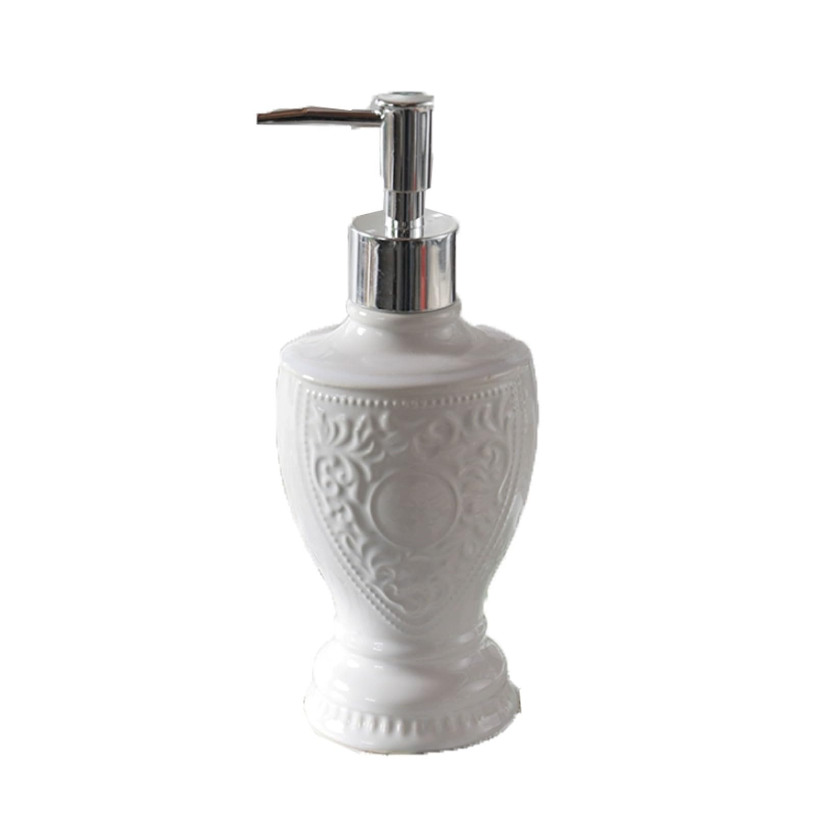 9.4oz Ceramic Soap Dispenser Smooth Polished Finish, Rounded Comfort Edges, Flat Stable Base, Countertop Lotion(Wei�)