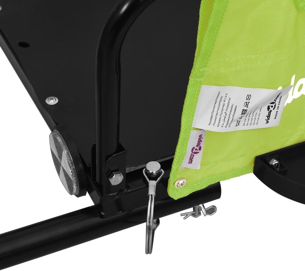 Close-up of the attachment pin used to secure the hitch arm to the bicycle.