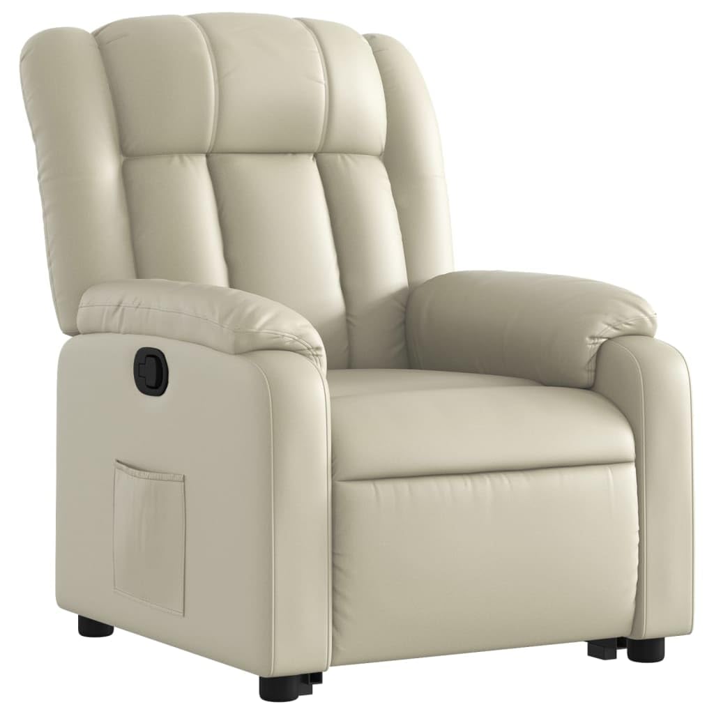 Gecheer Poltrona Alzapersona Reclinabile Crema in Similpelle,Poltrona Relax Reclinabile,Poltrona da TV,Poltrona per Anziani,Poltrona Relax Elettrica/Manuale,Poltrona Relax Alzapersona
