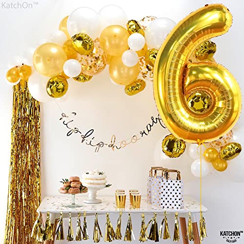 Image of KatchOn Gold Number 6 Balloon 40 Inch, 6th Birthday Balloon