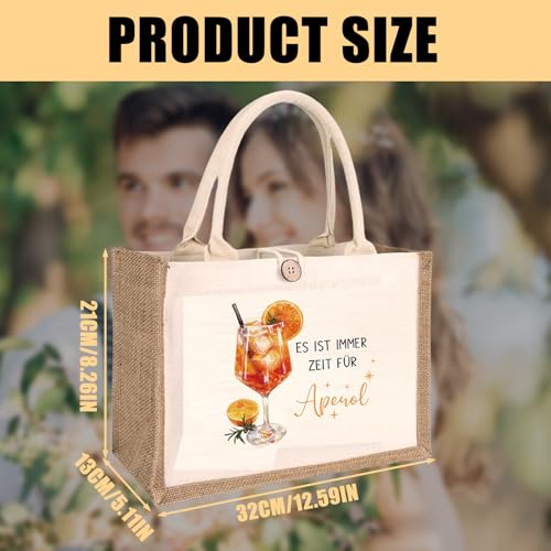 Aperol Geschenk Tasche, Jutetasche Einkaufstasche Geschenkidee Geschenkset Geschenketasche Cotton Pocket Jute Shopper Gift Bag für Frauen Kollegin