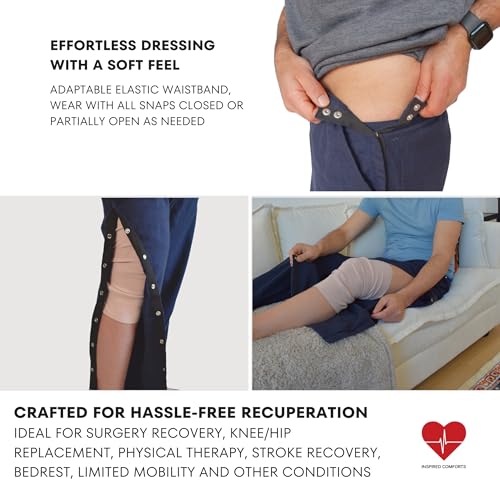 Image of Inspired Comforts Unisex Tearaway Post Surgery Recovery Pajama Pants with Side Snaps & Pockets