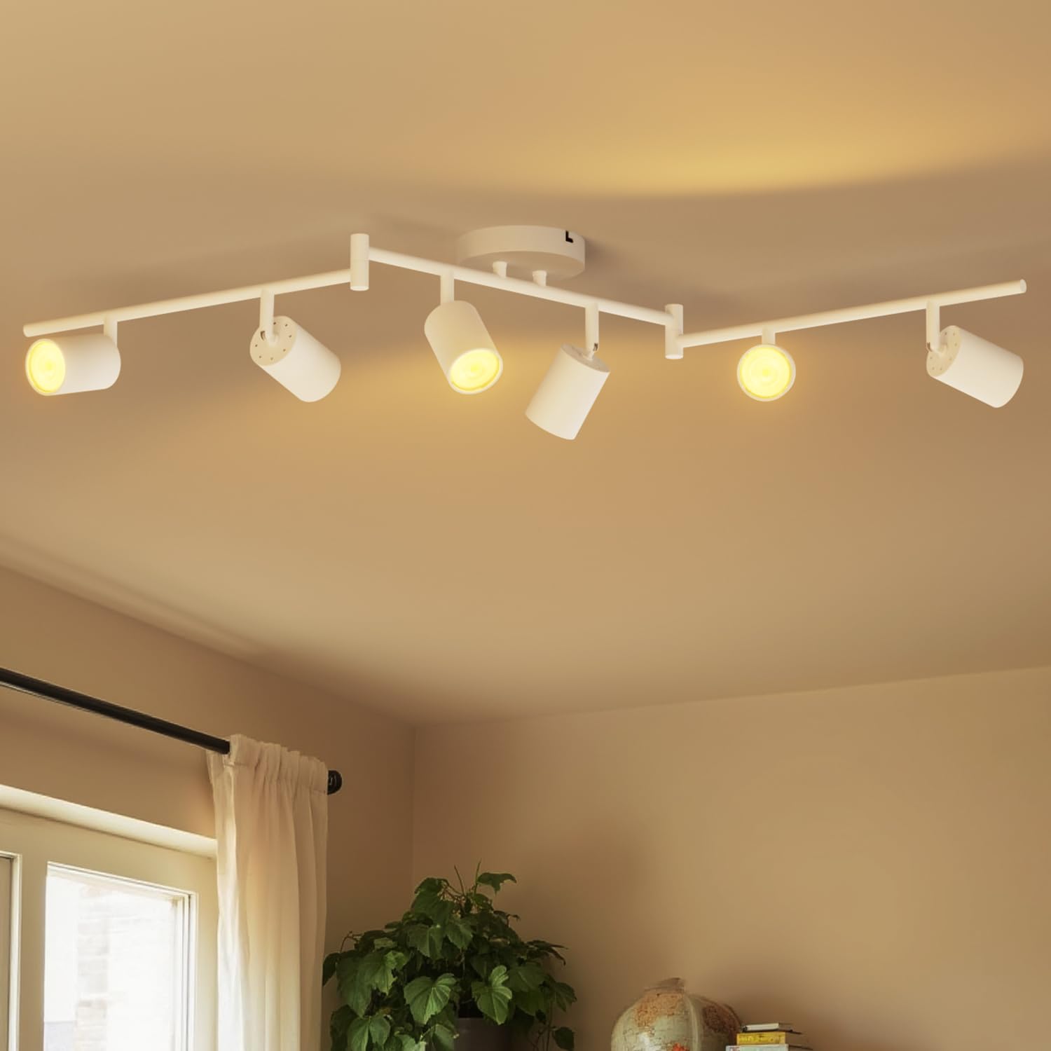LVWIT LED Deckenstrahler 6 Flammig Weiß Schwenkbar GU10 Deckenlampe Modern für Küche Wohnzimmer