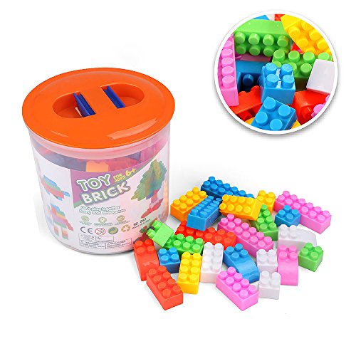 Babrit Colorful DIY Building Blocks Toy Plastic Fight Inserted Building Blocks Kids Puzzle Construction Stacking Bag (100 PCS)