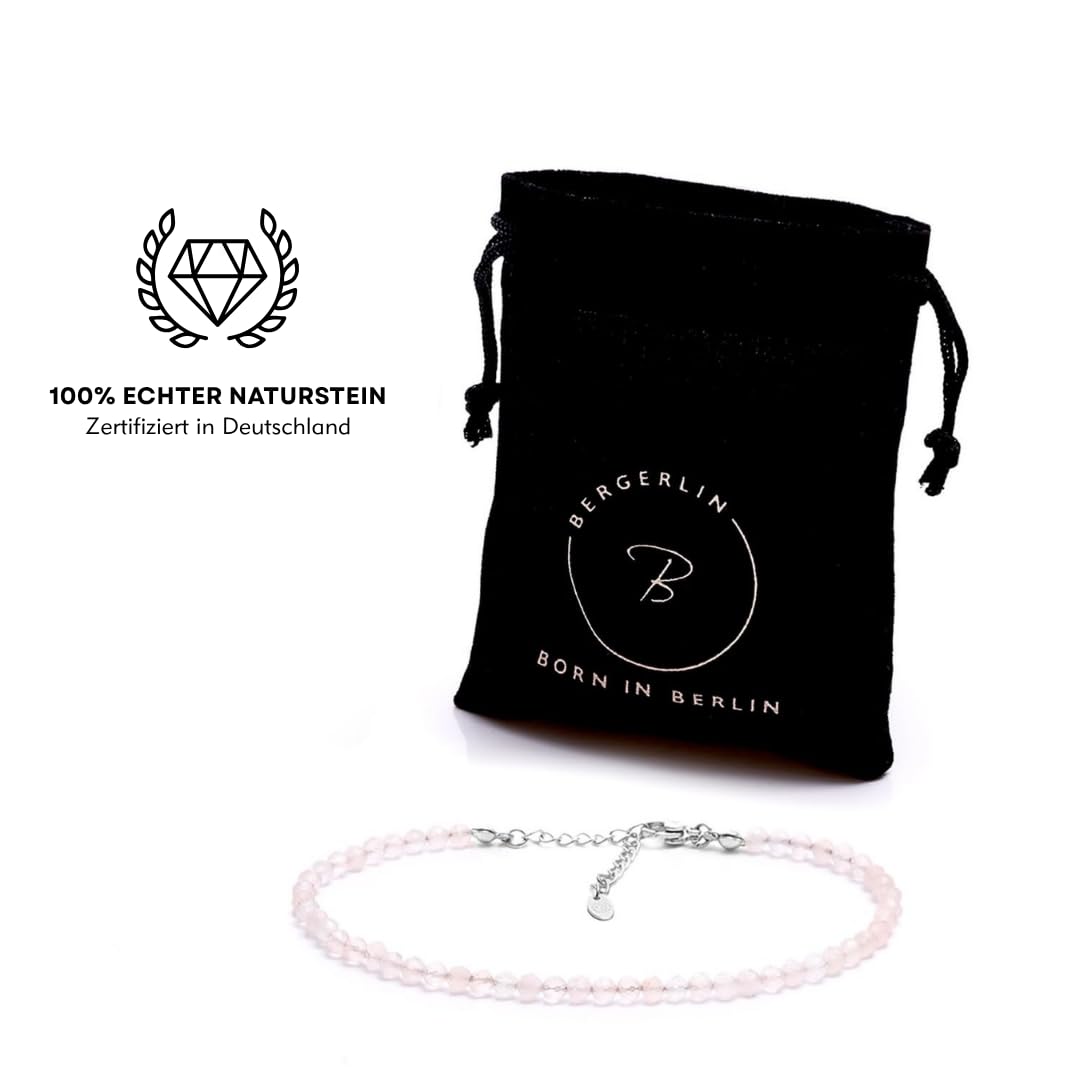 BERGERLIN Bracciale in vere perle di pietra naturale con perla in argento sterling 925 o perla dorata - Con chiusura e certificato di autenticità
