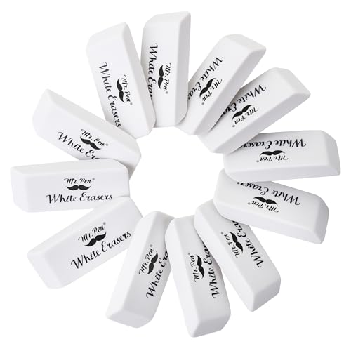 Image of Mr. Pen- White Pencil Eraser, 12 Pack | Large Latex Free Block Erasers for School, Office, Art Sketching, Homework, Exams, Clean Smudge-Free Correction