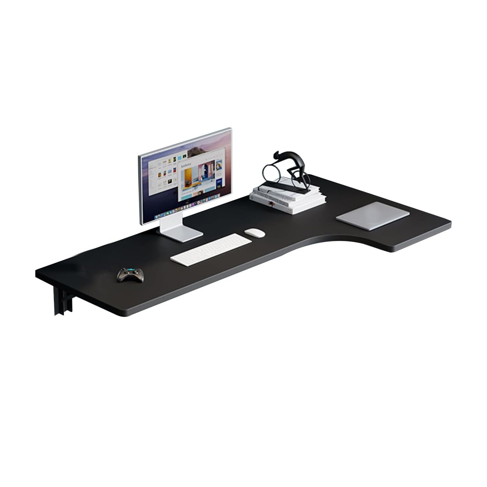 Wall-Mounted L-Shaped Corner Table, Wooden Folding Computer Table, Simple Study Table, Floating Folding Table, Suitable for Study Room, Bedroom, Bathroom or Balcony Black,120cm