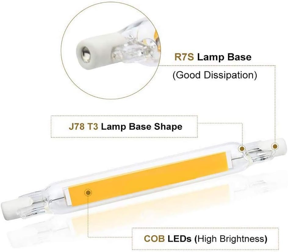 R7s LED Bulb 118mm Dimmable 10W/20W/30W/40W Double Ended LED Bulbs 110V J Type R7s Floodlight 300W Halogen Bulb Replacement, 4 Pack (30W, Warm White)