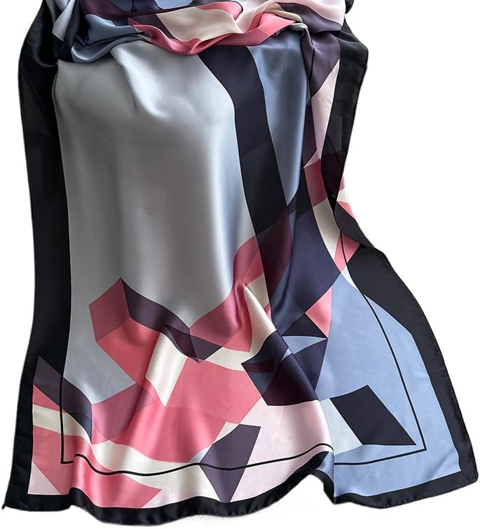 Women's imitation cashmere scarf silk satin spliced travel vacation sunscreen shawl long large square scarf