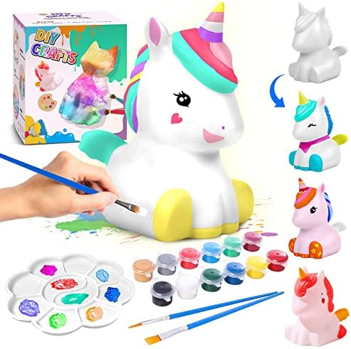 Paint Your Own Unicorn Lamp Art Kit, Gifts for Girls, DIY Arts and Crafts Unicorn Lamp Night Light, Creative Toy Art Supplies for Kids, Painting Kit Crafts for Kids Ages 3 4 5 6 7 8 9 10 11 12+