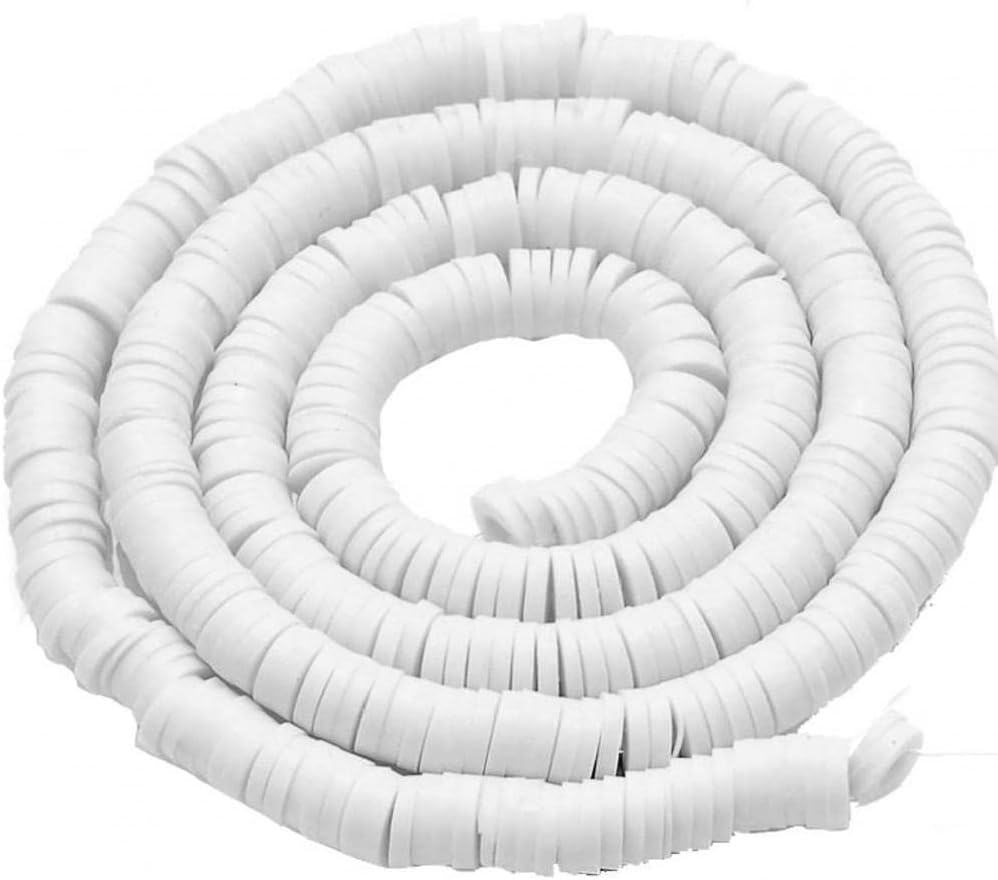 Clay Beads for Jewelery Making Pack of 330 White Flat Round Discs Polymer Clay Spacer Beads Handmade Loose Beads